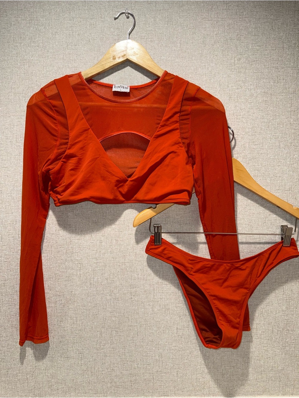 {Icon Swim} Long Sleeve Bikini Set in Rust